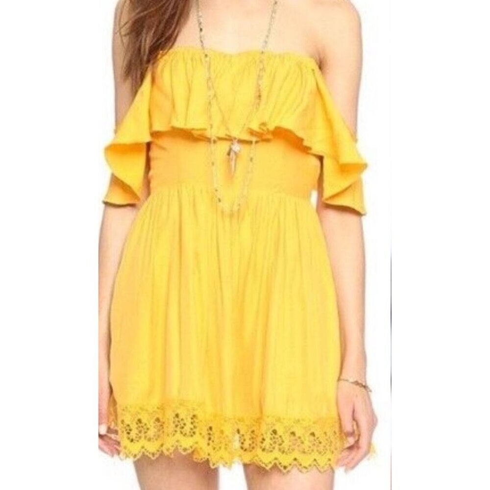 Lovers‎ and Friends Dream Vacay Yellow Off The Shoulder Dress Size Medium